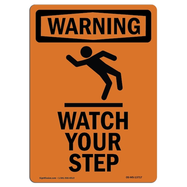 OSHA, Watch Your Step, 5in X 3.5in, 10PK, 3.5" W, 5" H, Portrait, PK10, OS-WS-D-35-V-13717-10PK